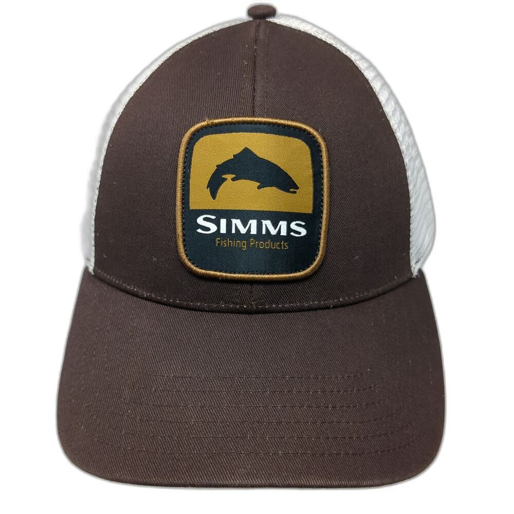 Simms Trucker Hat Brown One Size Mesh Back Fishing Products Patch Snapback Gear